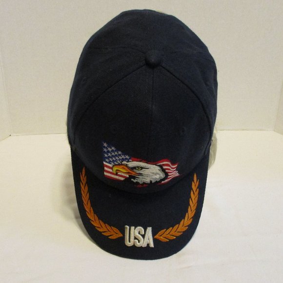 USA Graphic Eagle American Flag Black White Adjustable Snap Back Hat - Picture 6 of 9